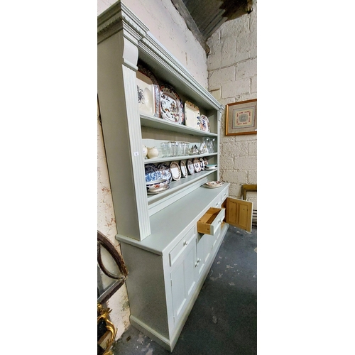 68 - Painted Pine Kitchen Dresser - C. 207cm W x 43cm D x 216cm H