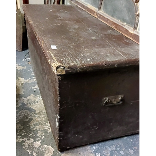 72 - Antique Pine Trunk - C. 115cm W x 56cm D x 51cm H