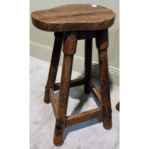 75 - 6 x Tall Pine Stools with Carved Seat and Decorative Leg Mountings