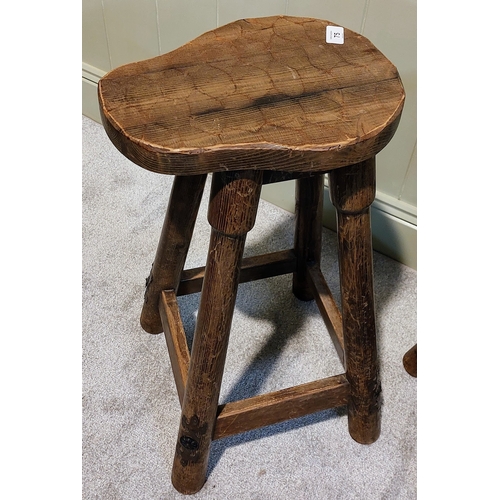 75 - 6 x Tall Pine Stools with Carved Seat and Decorative Leg Mountings