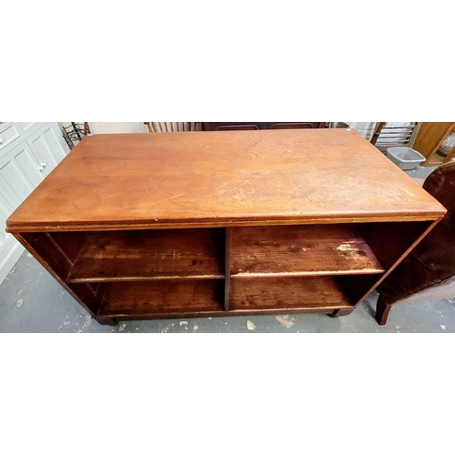 85 - Mahogany Drapers Counter, Panel Front, Shelved Rear, ex Cleary's - C. 146cm W x 72cm D x 93cm H