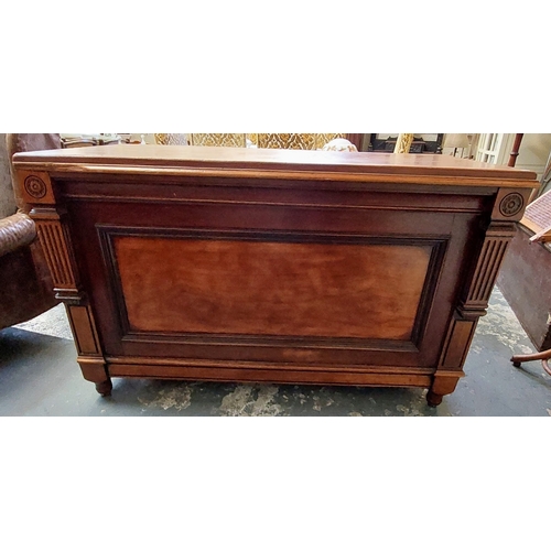 85 - Mahogany Drapers Counter, Panel Front, Shelved Rear, ex Cleary's - C. 146cm W x 72cm D x 93cm H