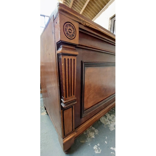 85 - Mahogany Drapers Counter, Panel Front, Shelved Rear, ex Cleary's - C. 146cm W x 72cm D x 93cm H