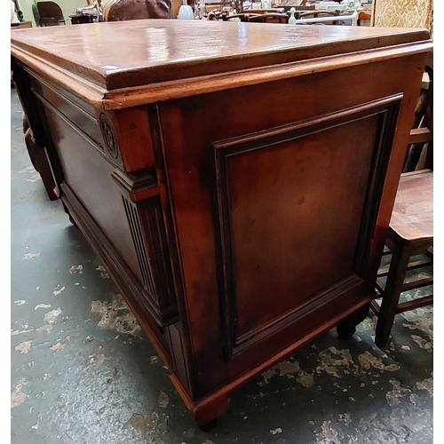 85 - Mahogany Drapers Counter, Panel Front, Shelved Rear, ex Cleary's - C. 146cm W x 72cm D x 93cm H