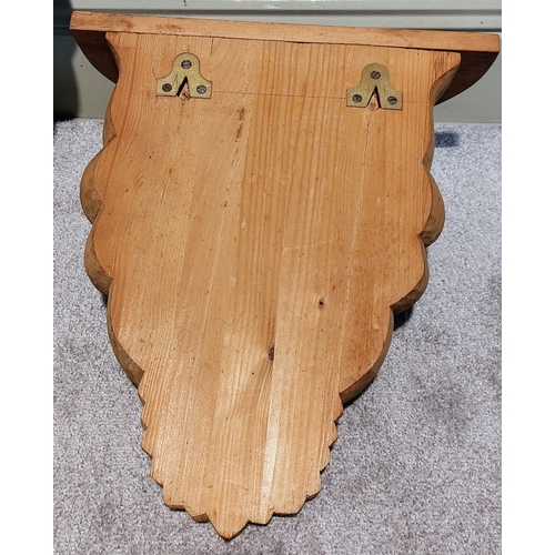 88 - Pair of Scalloped Carved Pine Wall Brackets - C. 40cm W x 46cm H