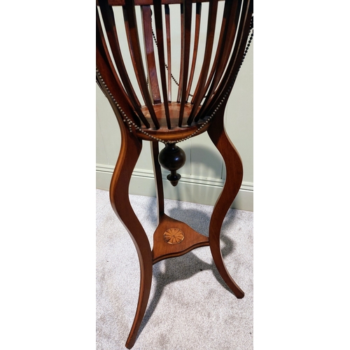 91 - Edwardian Inlaid Mahogany Plant Stand - C. 88cm H x 36cm W