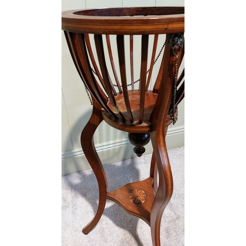 91 - Edwardian Inlaid Mahogany Plant Stand - C. 88cm H x 36cm W