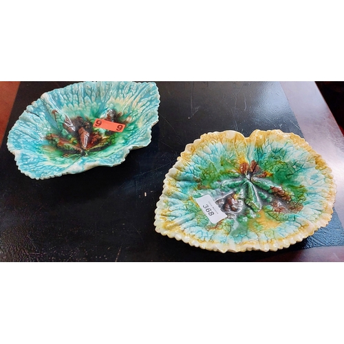 368 - 2 x 19th Century Majolica Leaf Plates