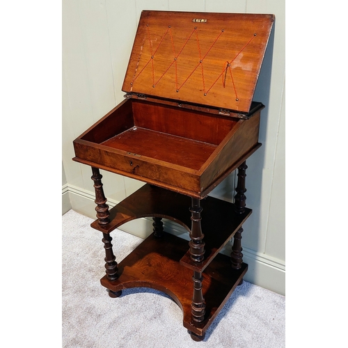 370 - Neat Rosewood Veneer 3-Tier Davenport - C. 53cm W x 45cm D x 83cm H