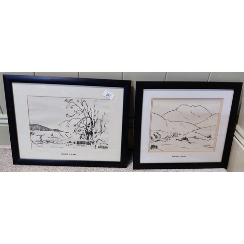 371 - 2 x Maurice C Wilks Scenes - C. 25cm W x 20cm H & 29cm W x 20cm H (measurement not inc frame)