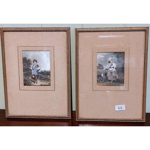 373 - Pair of Gilt Framed Gainsborough Prints - Lady Catherine Pelham & The Cottage Girl - C. 27cm W x 36c... 