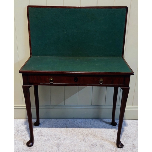 374 - Irish Georgian Mahogany Concertina Turnover Leaf Card Table - C. 92cm W x 45cm D x 77cm H