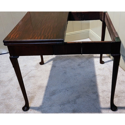 374 - Irish Georgian Mahogany Concertina Turnover Leaf Card Table - C. 92cm W x 45cm D x 77cm H