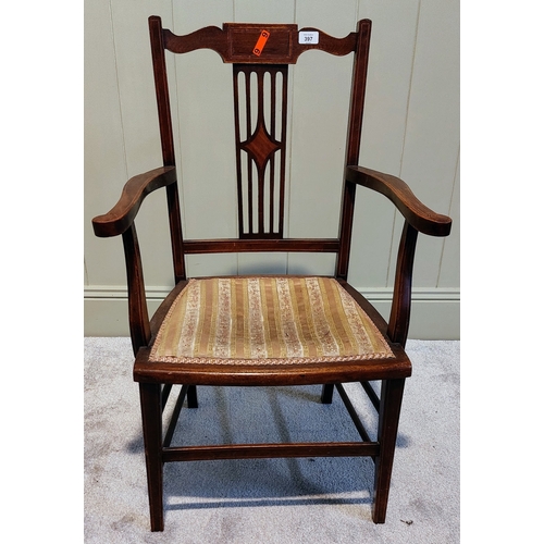 397 - Edwardian Inlaid Mahogany Occasional Armchair