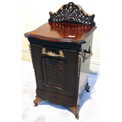 398 - Mahogany Ormolu Mounted Coal Locker with Liner