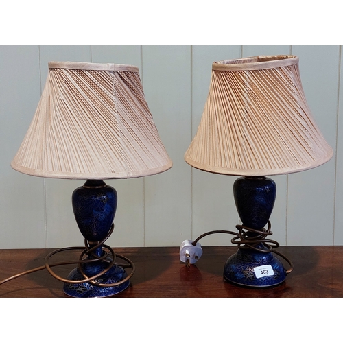 403 - Pair of Cloisonné Style Table Lamps and Shades