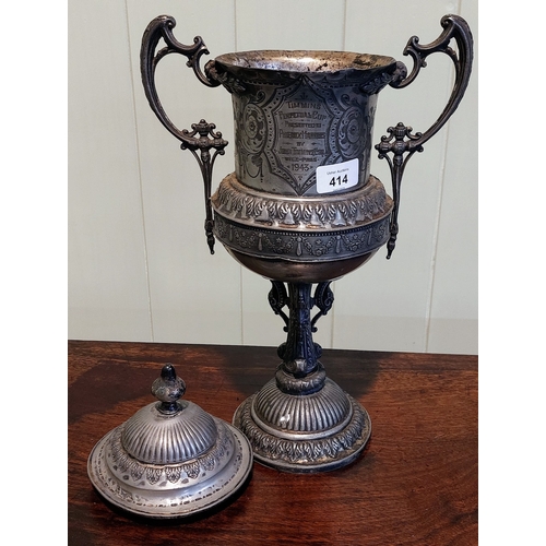 414 - Pewter Presentation Cup 1943. Timmins Perpetual Cup. Phoenix Harriers - C. 46cm H