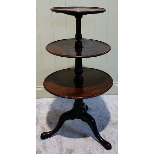 450 - Georgian Circular Mahogany 3-Tier Dumb Waiter - C. 115cm H