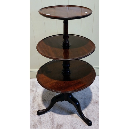 450 - Georgian Circular Mahogany 3-Tier Dumb Waiter - C. 115cm H