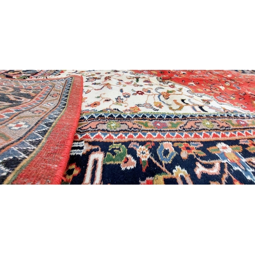 671 - Large Indian Handwoven Heavy Pile Wool Carpet (Red) - C. 400cm x 290cm