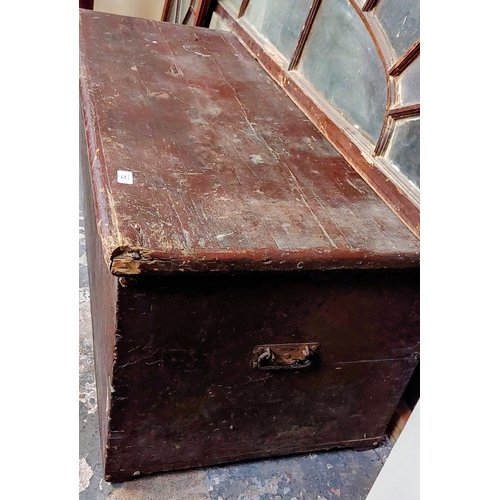 72 - Antique Pine Trunk - C. 115cm W x 56cm D x 51cm H