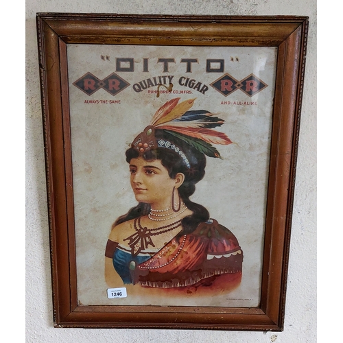 Framed Ditto Cigar Advertising Print - C. 47cm W x 59cm H (measurement ...
