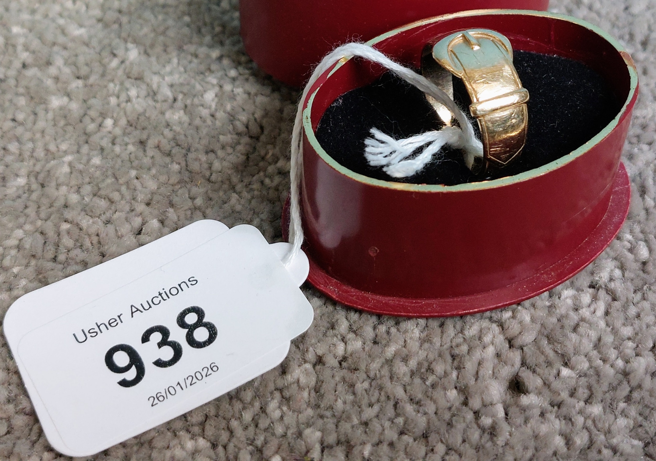 Gold Buckle Ring - Size S (375 hallmark)