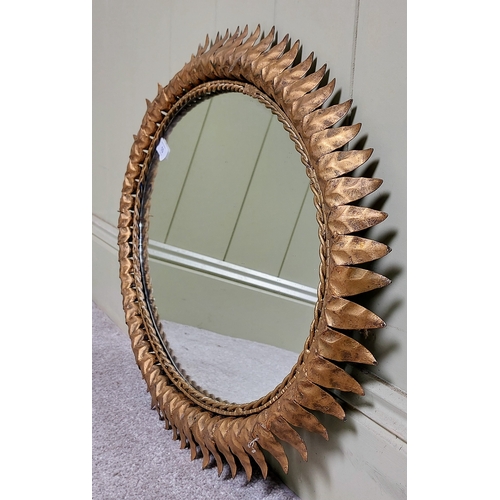 10 - Gilt Metal Oval Mirror - C. 63cm W x 50cm H
