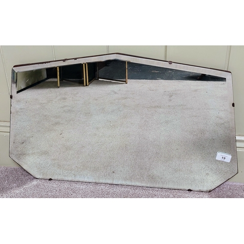 19 - Mid Century Bevelled Mirror - C. 68cm W x 41cm H