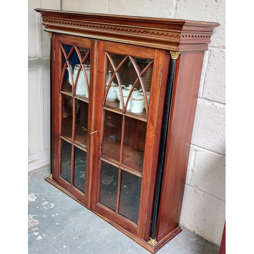 25 - Mahogany Glazed Display Cabinet in French Empire Style - C. 105cm W x 30cm D x 115cm H