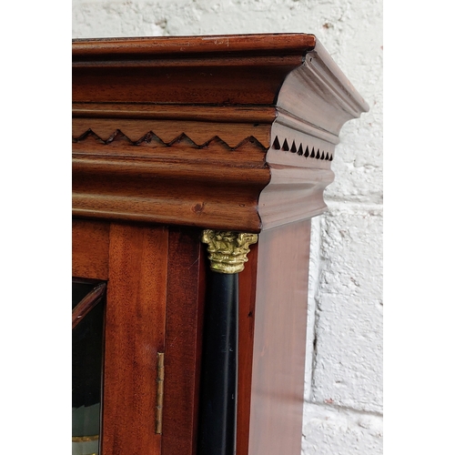 25 - Mahogany Glazed Display Cabinet in French Empire Style - C. 105cm W x 30cm D x 115cm H