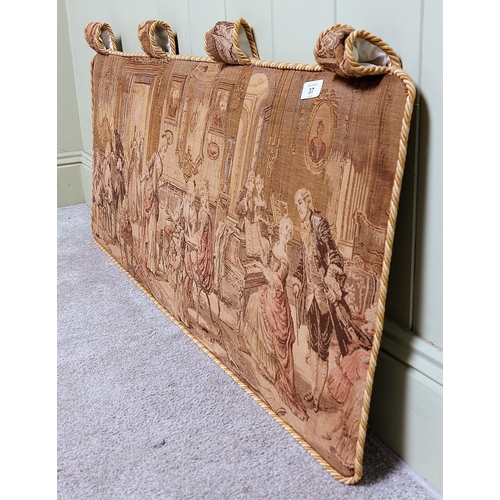 37 - Classical French Scene Needlework Wall Hanging - C. 116cm W x 50cm H