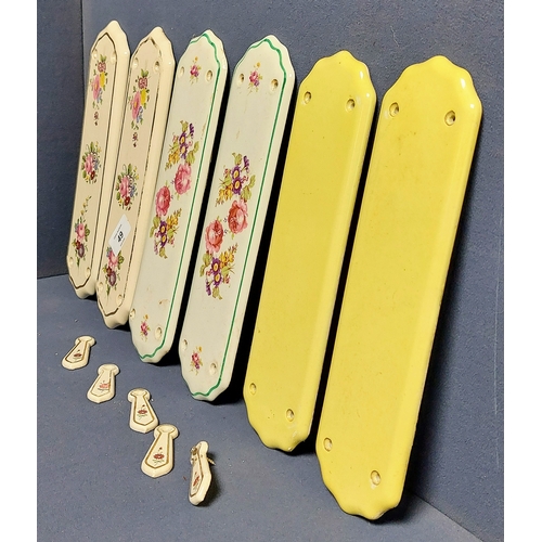 49 - Antique Ceramic Door Finger Plates and Escutcheons