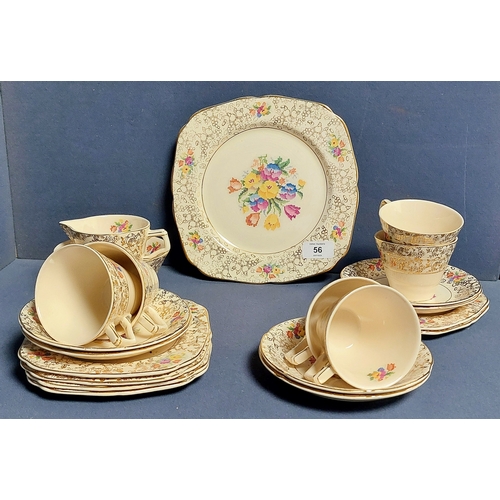 56 - H&K Tunstall Tea Set - 6 Place Set