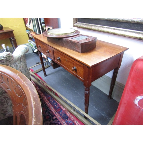 1073 - William IV Two Drawer Mahogany Side Table on Turned Supports Approximately 42 Inches Wide x 31 Inche... 