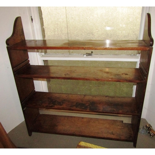 1077 - Vintage Walnut Three Shelf Open Bookcase Approximately 36 Inches Wide