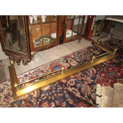 1090 - Antique 6ft Width Cast Brass Fender of Good Weight