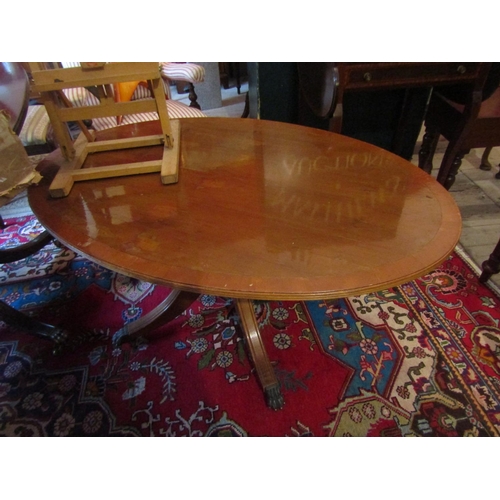 1092 - Yew Wood Oval Form Coffee Table Approximately 4ft Wide