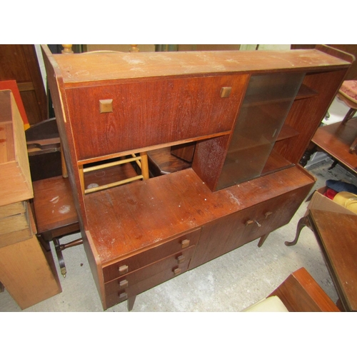 1118 - Vintage Hardwood Veneer Side Cabinet Approximately 5ft 6 Inches Wide