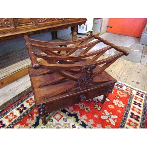 262 - Regency Cross Frame Mahogany Single Drawer Canterbury Approximately 17 Inches Wide