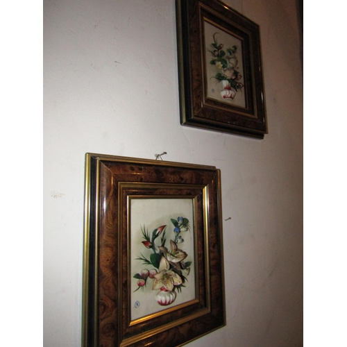 266 - Pair of Full Relief Capo Di Monte Floral Scenes Each Approximately 12 Inches High x 9 Inches Wide Ea... 
