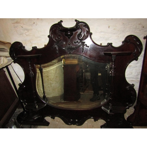 275 - Victorian Mahogany Shaped Form Overmantle Mirror with Inset Mirror Plate Approximately 42 Inches Wid... 