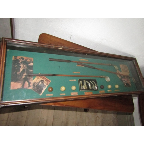 286 - Various Cased Memorabilia Golfing Interest Approximately 4ft Wide