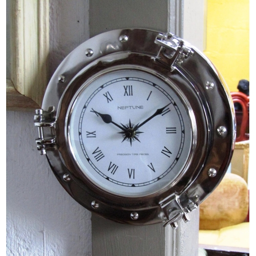 292 - Chrome Decorated Circular Form Wall Clock with Roman Numeral Decorated Dial Inscribed Neptune Approx... 