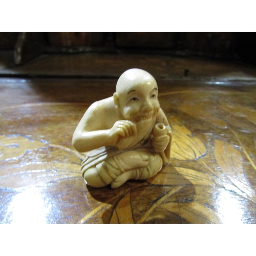 65 - Carved Netsuke Figure Seated Man