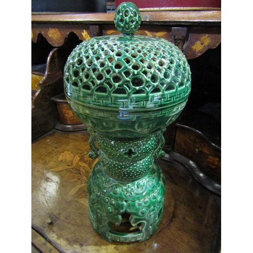 70 - Unusual Oriental Green Fired Glazed Sensor Approximately 15 Inches High