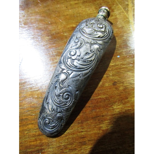 84 - Antique Solid Silver Ladies Perfume Flask of Shaped Form with Stopper Approximately 4 Inches High