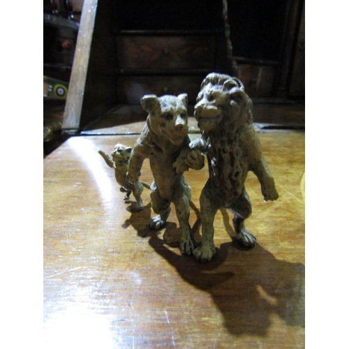 87 - Austrian Cold Painted Bronze Figure of Lions Approximately 2 Inches Tall