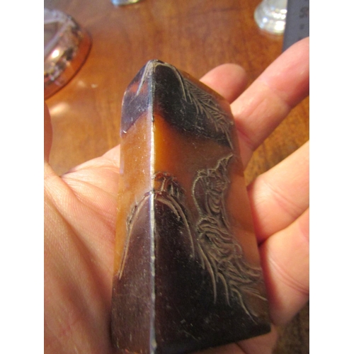 48 - Oriental Seal Agate with Character Marks Inscribed to Base