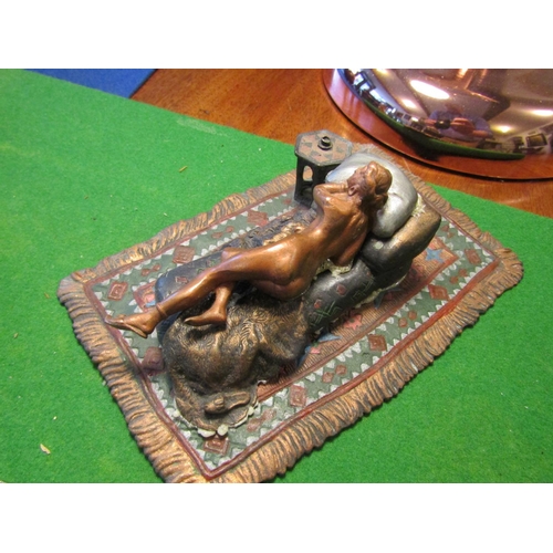 508 - Austrian Cold Painted Bronze Figure of Reclining Nude Resting on Rug Approximately 8 Inches Wide